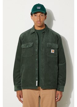 Carhartt WIP kurtka sztruksowa Whitsome Shirt Jac kolor zielony przejściowa oversize I028827.29UXX ze sklepu PRM w kategorii Kurtki męskie - zdjęcie 174608010