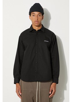 Carhartt WIP koszula Longsleeve Module Script Shirt męska kolor czarny relaxed z kołnierzykiem klasycznym I033768.0D201 ze sklepu PRM w kategorii Koszule męskie - zdjęcie 174608014