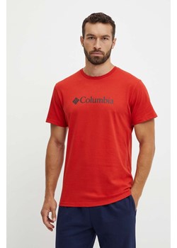 Columbia t-shirt męski kolor czerwony z nadrukiem ze sklepu PRM w kategorii T-shirty męskie - zdjęcie 174608202