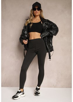 Czarne Sportowe Legginsy High Waist z Małym Ozdobnym Znaczkiem Lerilane ze sklepu Renee odzież w kategorii Spodnie damskie - zdjęcie 174614372