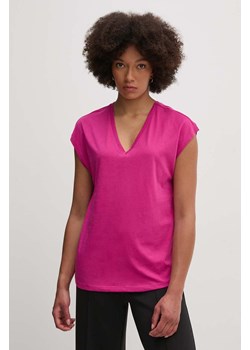 United Colors of Benetton t-shirt bawełniany damski kolor fioletowy 3EERD109C ze sklepu ANSWEAR.com w kategorii Bluzki damskie - zdjęcie 174618421