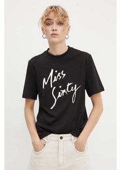 Miss Sixty t-shirt z domieszką jedwabiu kolor czarny 6L3SJ3780000 ze sklepu ANSWEAR.com w kategorii Bluzki damskie - zdjęcie 174618504