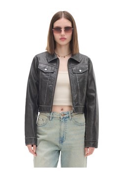 Cropp - Kurtka biker z imitacji skóry - szary ze sklepu Cropp w kategorii Kurtki damskie - zdjęcie 174618953