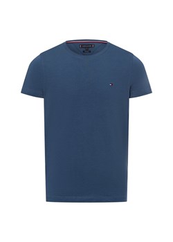 Tommy Hilfiger T-shirt męski Mężczyźni Dżersej cyjan jednolity ze sklepu vangraaf w kategorii T-shirty męskie - zdjęcie 174619292