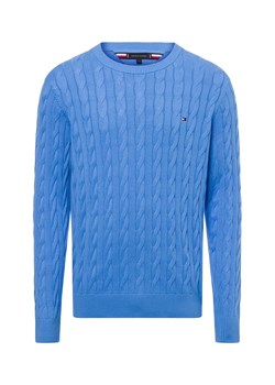 Tommy Hilfiger Męski sweter Mężczyźni drobna dzianina niebieski jednolity ze sklepu vangraaf w kategorii Swetry męskie - zdjęcie 174620020