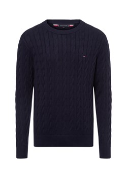 Tommy Hilfiger Męski sweter Mężczyźni drobna dzianina granatowy jednolity ze sklepu vangraaf w kategorii Swetry męskie - zdjęcie 174620021