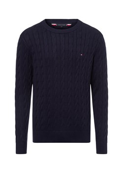 Tommy Hilfiger Męski sweter Mężczyźni drobna dzianina granatowy jednolity - id: 715252-0002-09920 - marki Tommy Hilfiger - 174620021 Tommy Hilfiger Męski sweter Mężczyźni drobna dzianina granatowy jednolity ze sklepu vangraaf w kategorii Swetry męskie - zdjęcie 174620021