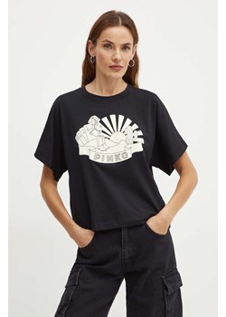 Pinko t-shirt bawełniany damski kolor czarny 103993 A23Z ze sklepu ANSWEAR.com w kategorii Bluzki damskie - zdjęcie 174620343