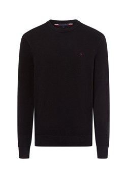 Tommy Hilfiger Męski sweter Mężczyźni Bawełna czarny jednolity ze sklepu vangraaf w kategorii Swetry męskie - zdjęcie 174622670