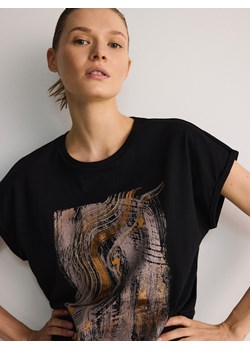 Reserved - T-shirt z nadrukiem - czarny ze sklepu Reserved w kategorii Bluzki damskie - zdjęcie 174624454