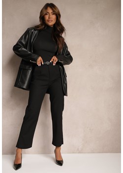 Czarne Spodnie z Dodatkiem Bawełny o Klasycznym Kroju z Paskiem Lilatria ze sklepu Renee odzież w kategorii Spodnie damskie - zdjęcie 174624890