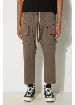 Rick Owens spodnie dresowe bawełniane Creatch Cargo Cropped Drawstring kolor szary gładkie DU02D2371.RIG ze sklepu PRM w kategorii Spodnie męskie - zdjęcie 174626894