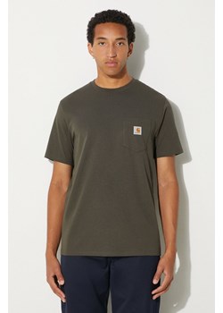 Carhartt WIP t-shirt bawełniany S/S Pocket męski kolor zielony gładki I030434.964XX ze sklepu PRM w kategorii T-shirty męskie - zdjęcie 174626950