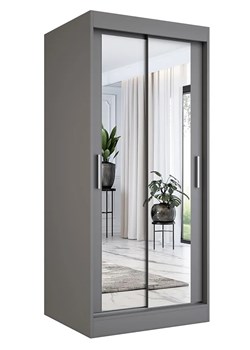 Antracytowa szafa przesuwna z lustrem P4-R76 ze sklepu Edinos.pl w kategorii Szafy - zdjęcie 174630433
