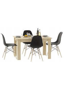 Zestaw stół dąb sonoma z 4 czarnymi krzesłami T7-F97 ze sklepu Edinos.pl w kategorii Dom - zdjęcie 174630671