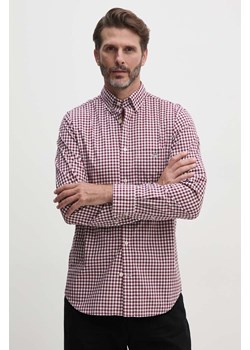 Gant koszula bawełniana męska kolor bordowy regular z kołnierzykiem button-down ze sklepu ANSWEAR.com w kategorii Koszule męskie - zdjęcie 174638071