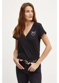 Pinko t-shirt bawełniany damski kolor czarny 100372 A24E ze sklepu ANSWEAR.com w kategorii Bluzki damskie - zdjęcie 174638140