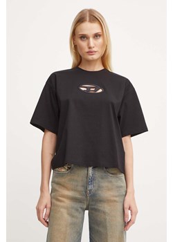 Diesel t-shirt bawełniany T-BUXT-CROP-OD damski kolor czarny A15096.0NIAX ze sklepu ANSWEAR.com w kategorii Bluzki damskie - zdjęcie 174646410