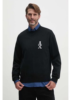 Armani Exchange sweter z domieszką wełny męski kolor czarny  6DZM6H ZM5BZ ze sklepu ANSWEAR.com w kategorii Swetry męskie - zdjęcie 174647482