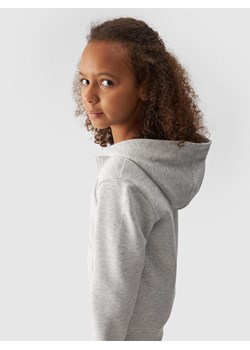 Dziewczęca bluza dresowa rozpinana z kapturem 4F 4FJWMM00TSWSF1315 - szara ze sklepu Sportstylestory.com w kategorii Bluzy dziewczęce - zdjęcie 174652254
