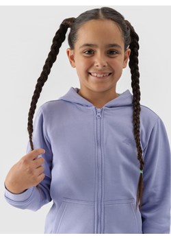 Dziewczęca bluza dresowa rozpinana z kapturem 4F 4FJWMM00TSWSF1315 - niebieska ze sklepu Sportstylestory.com w kategorii Bluzy dziewczęce - zdjęcie 174652261