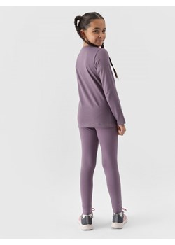 Dziewczęce legginsy dzianinowe 4F 4FJWMM00TTIGF178 - fioletowe ze sklepu Sportstylestory.com w kategorii Spodnie dziewczęce - zdjęcie 174652380