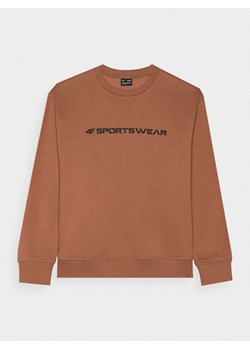 Chłopięca bluza dresowa nierozpinana bez kaptura 4F 4FJWAW24TSWSM1224 - pomarańczowa ze sklepu Sportstylestory.com w kategorii Bluzy chłopięce - zdjęcie 174652691