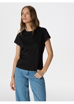 Reserved - Bawełniany t-shirt - czarny ze sklepu Reserved w kategorii Bluzki damskie - zdjęcie 174653613