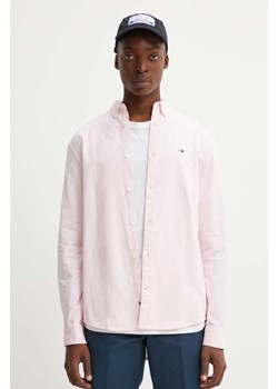 Tommy Jeans koszula bawełniana męska kolor różowy regular z kołnierzykiem button-down ze sklepu ANSWEAR.com w kategorii Koszule męskie - zdjęcie 174655124