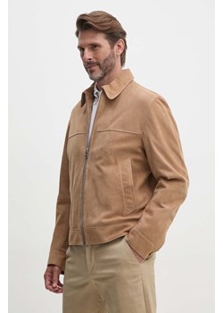 BOSS kurtka zamszowa męska kolor beżowy przejściowa 50510178 ze sklepu ANSWEAR.com w kategorii Kurtki męskie - zdjęcie 174655130
