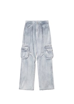 Cropp - Jeansy baggy z efektem sprania - jasny szary ze sklepu Cropp w kategorii Jeansy damskie - zdjęcie 174662302
