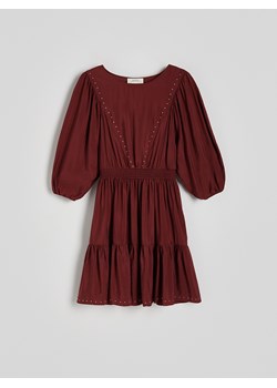 Reserved - Sukienka z ćwiekami - kasztanowy ze sklepu Reserved w kategorii Sukienki - zdjęcie 174662984