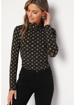 Czarna Bluzka z Bawełny w Abstrakcyjny Wzór Steliara ze sklepu Born2be Odzież w kategorii Bluzki damskie - zdjęcie 174664104