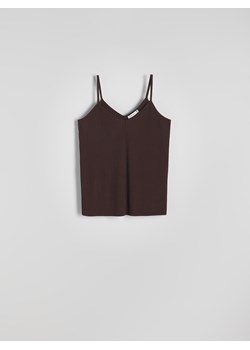 Reserved - Dzianinowy top na ramiączkach - brązowy ze sklepu Reserved w kategorii Bluzki damskie - zdjęcie 174667052