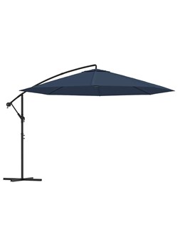 Ciemnoniebieski parasol ogrodowy z aluminiowym słupkiem - Solace ze sklepu Edinos.pl w kategorii Parasole ogrodowe - zdjęcie 174673671