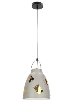 Szara lampa wisząca z chromowanymi elementami - D150 D4-K15 ze sklepu Edinos.pl w kategorii Lampy wiszące - zdjęcie 174673820