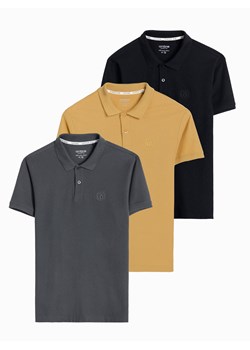 Zestaw koszulek męskich polo z dzianiny pique 3-pak - mix V18 Z28 ze sklepu ombre w kategorii T-shirty męskie - zdjęcie 174684973