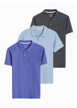 Zestaw koszulek męskich polo z dzianiny pique 3-pak - mix V20 Z28 ze sklepu ombre w kategorii T-shirty męskie - zdjęcie 174684983