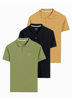 Zestaw koszulek męskich polo z dzianiny pique 3-pak - mix V21 Z28 ze sklepu ombre w kategorii T-shirty męskie - zdjęcie 174684990