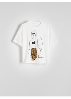 Reserved - T-shirt regular z nadrukiem - biały ze sklepu Reserved w kategorii Bluzki damskie - zdjęcie 174692741