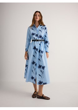 Reserved - Szmizjerka z paskiem - jasnoniebieski ze sklepu Reserved w kategorii Sukienki - zdjęcie 174692993