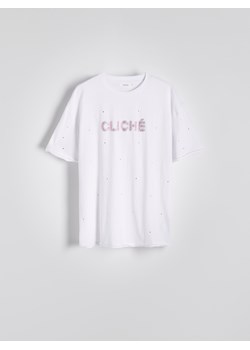 Reserved - T-shirt z nadrukiem - biały ze sklepu Reserved w kategorii Bluzki damskie - zdjęcie 174693684