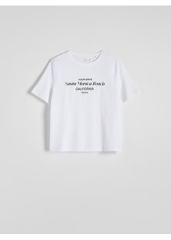 Reserved - T-shirt z nadrukiem - biały ze sklepu Reserved w kategorii Bluzki damskie - zdjęcie 174693793