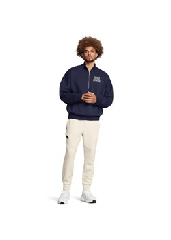 Męska bluza dresowa nierozpinana bez kaptura Under Armour UA Icon Hwt Terry Os 1/2 Zip - granatowa ze sklepu Sportstylestory.com w kategorii Bluzy męskie - zdjęcie 174694374