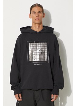 A-COLD-WALL* bluza bawełniana Foil Grid Hoodie męska kolor czarny z kapturem z nadrukiem ACWMW074.-BLACK ze sklepu PRM w kategorii Bluzy męskie - zdjęcie 174695281