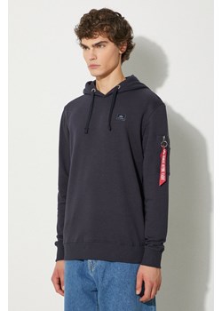 Alpha Industries bluza X-Fit Hoody męska kolor granatowy z kapturem gładka 158321 07 ze sklepu PRM w kategorii Bluzy męskie - zdjęcie 174695283