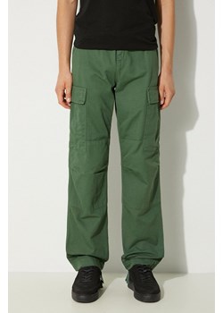 Carhartt WIP spodnie bawełniane Regular Cargo Pant kolor zielony proste I030475.29NGD ze sklepu PRM w kategorii Spodnie męskie - zdjęcie 174695713