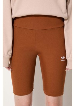 adidas Originals szorty damskie kolor brązowy gładkie high waist ze sklepu PRM w kategorii Szorty - zdjęcie 174695881