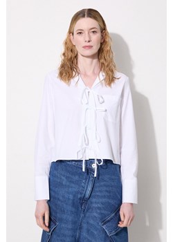 JW Anderson koszula bawełniana Bow Tie Cropped Shirt damska kolor biały relaxed z kołnierzykiem klasycznym SH0312.PG1090.001 ze sklepu PRM w kategorii Koszule damskie - zdjęcie 174695913