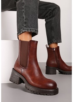 Brązowe Botki w Stylu Sztybletów na Obcasie z Elastyczną Wstawką Rexanora - id: 341686 - marki born2be - 174699472 Brązowe Botki w Stylu Sztybletów na Obcasie z Elastyczną Wstawką Rexanora ze sklepu born2be.pl w kategorii Botki - zdjęcie 174699472